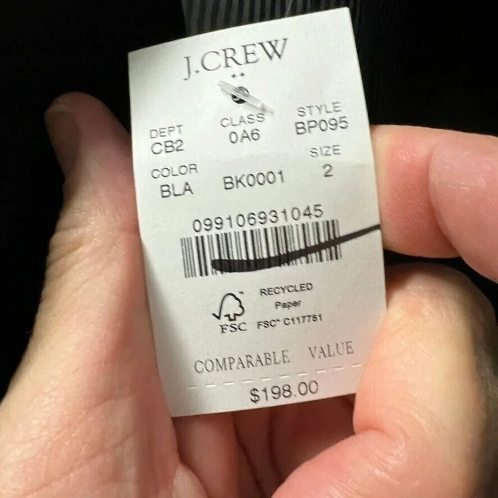 J.Crew $198 Womens Two Button Blazer Black Size 2 BP095 - Picture 5 of 6